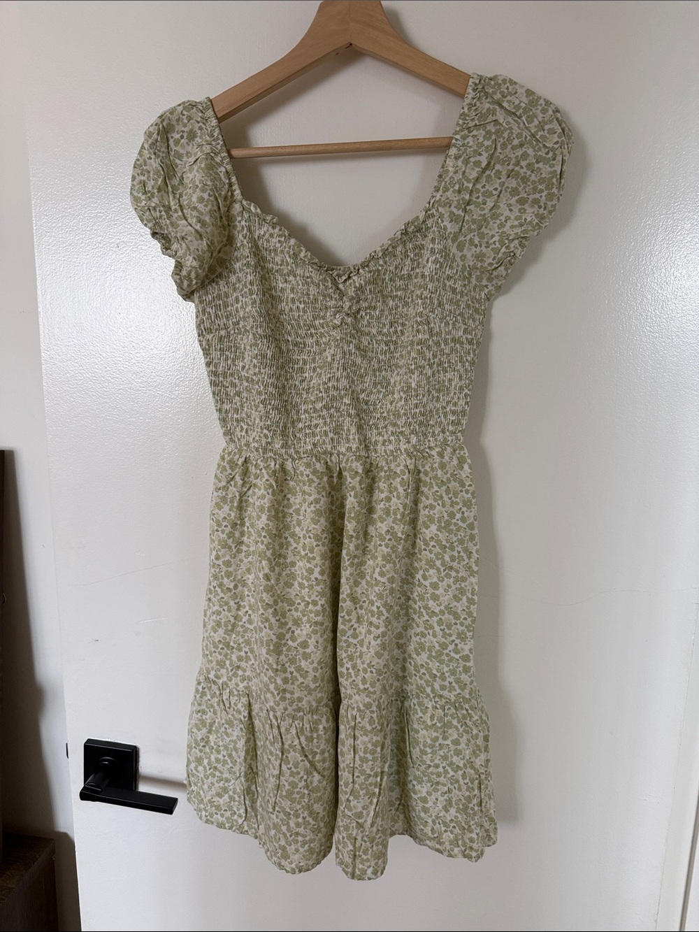 Hollister Sage Green Floral Smocked Mini Dress